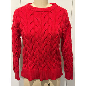 Women's Philosophy crew neck Sweater Size S Red Cable Knit long sleeve
